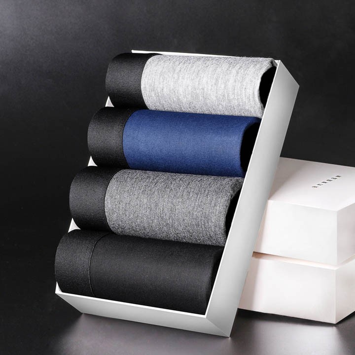 China Factory Custom Four Piece Set Packaging Box Design 3 in 1 Mens Boxer Elastic Belt Mens Underwear Boxe Briefs