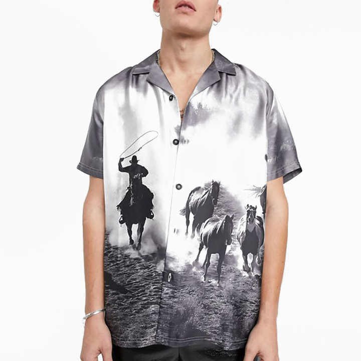 Digital Print Short Sleeve Casual Man Floral Shirt Custom Printed Designer Slim Fit Button up Shirts for Men